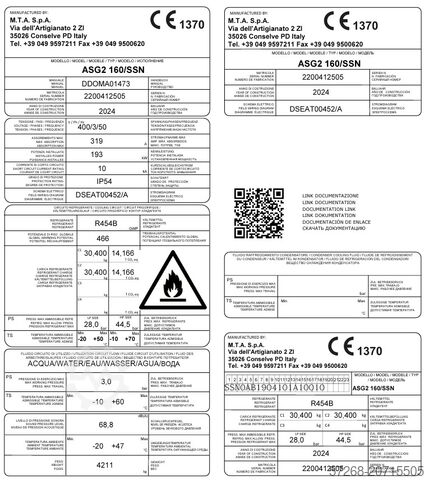 Kältemaschine, Kaltwassersatz; Kühler Kühlmaschinen, MTA S.p.A. Aries G - ASG2 160 SSN (R454B)
