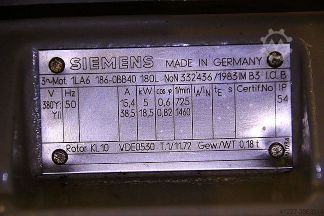 Elektromotor 5/18 kW 725/1460 U/min SIEMENS 1LA6 186-0BB40 180L