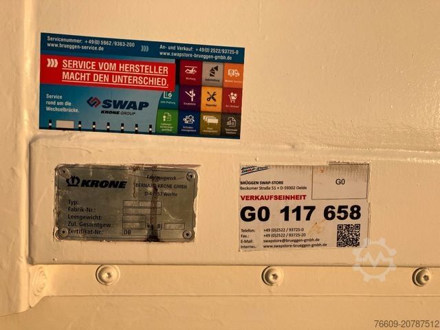 Anhänger-Wechselpritsche KRONE Wechselbrücke Plane