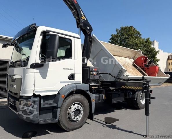 Three-sided tipper truck MAN 18.320 TGM, HIAB 118, Funk, Greifer, sofort