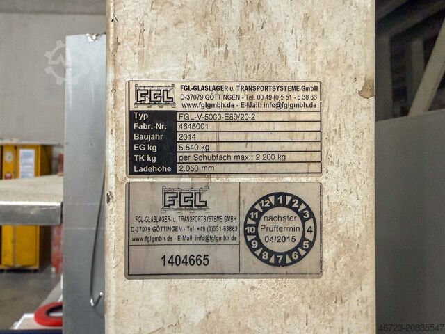 Glass storing system FGL FGL-V-5000-E80/20-2