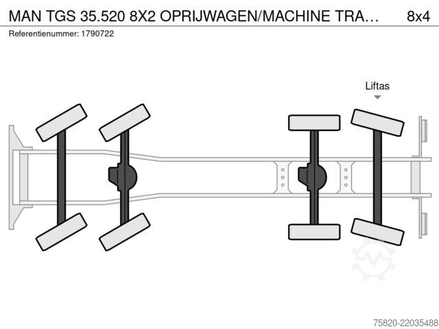Car carrier van MAN TGS 35.520 8X2 OPRIJWAGEN/MACHINE TRANSPORTER/P...