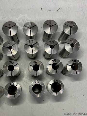 Collet set with 31 pieces of draw-in collets, draw-in collets with drawbar, collet chuck, collet acc BOLEY - LEINEN - SCHAUBLIN - WEILER 367E K28 DIN 6341