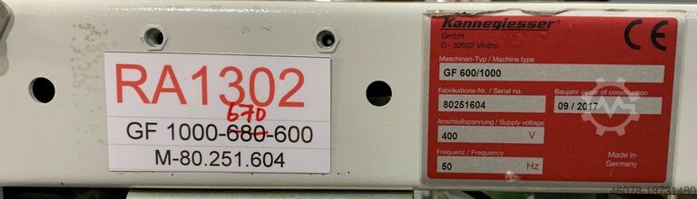 Belt conveyor belt conveyor belt Kannegiesser GF 1000-680-600