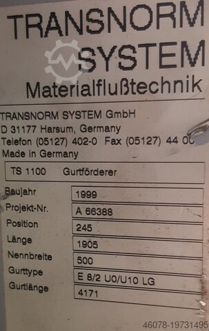 Gurtförderer Gurtband Förderband optional... Transnorm 1905-600-500