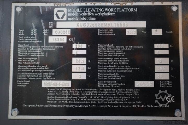 Teleskopbühne XCMG XGS28E Valid inspection, *Guarantee! Diesel, 4x4 D