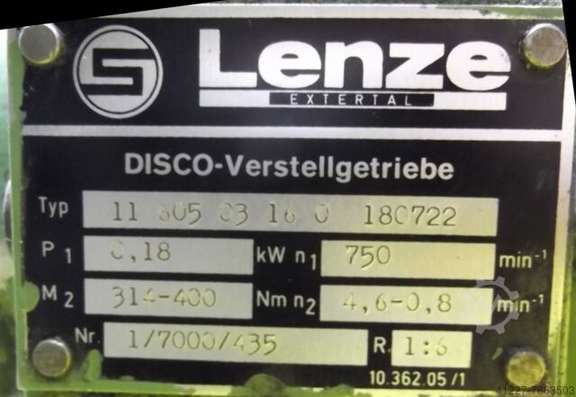 Adjustable gear motor 0.18 kW 0,8-4,6 rpm Lenze 11605 0316 0
