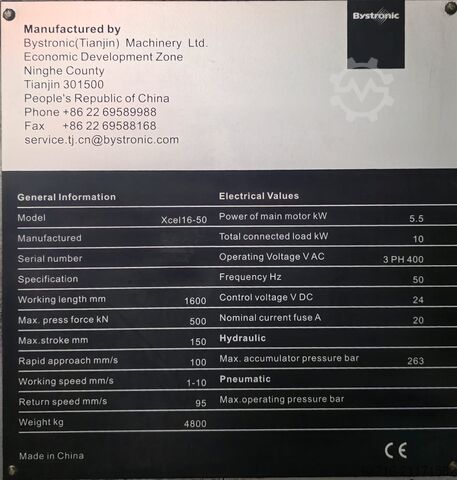 Abkantpresse BYSTRONIC Model Xcel