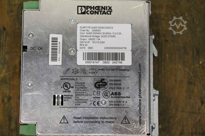 DIN rail power supply Phoenix Contact QUINT-PS 3x400-500AC/24DC/5