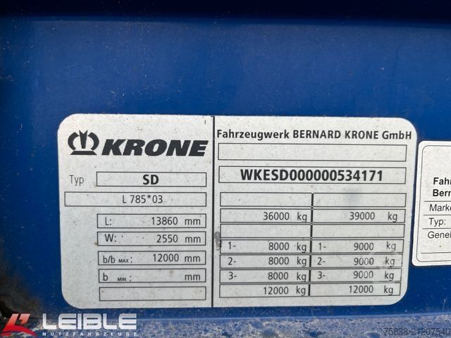 Open semitrailer with tarp KRONE SD*Coil-Tautliner*Coil-Mulde 8,80m*Liftachse*