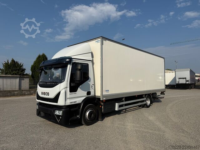 Truck with flatbed and retractable tail lift iveco eurocargo
