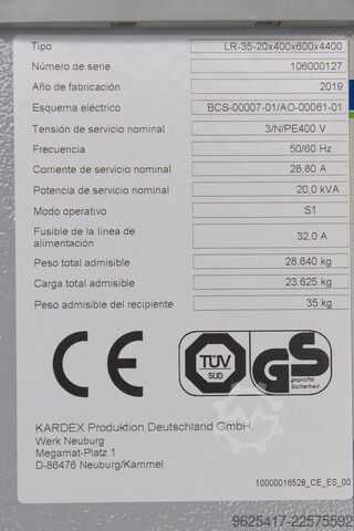 Automatic vertical storage system Kardex Remstar LR-35