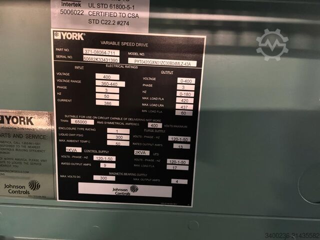 2024 York YZ-MA0141-AN045 large water-cooled centrifugal chiller York YZ-MA0141-AN045