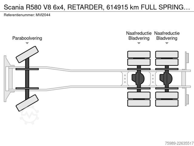 Chassis cab Scania R580 V8 6x4, RETARDER, 614915 km FULL SPRING!  ...