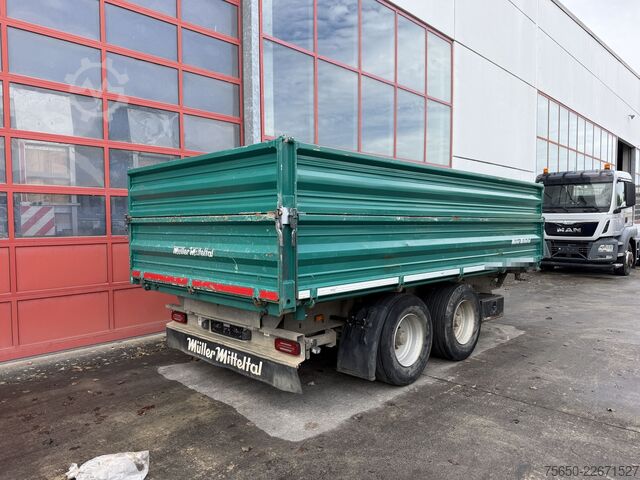 Three-way tipper trailer Müller-Mitteltal KA-TA-R 13,5  13,5 t Tandemkipper- Tieflader Aufsatzbordwände Breitbereift