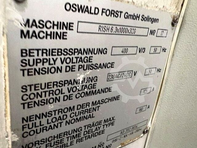 Senkrecht-Innenräummaschine Forst RISH 6,3x1000x320 M