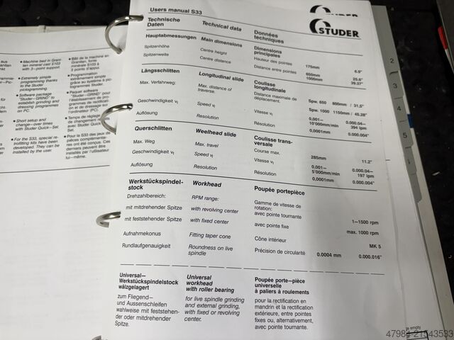 Cylindrical grinding machine STUDER S 33 CNC
