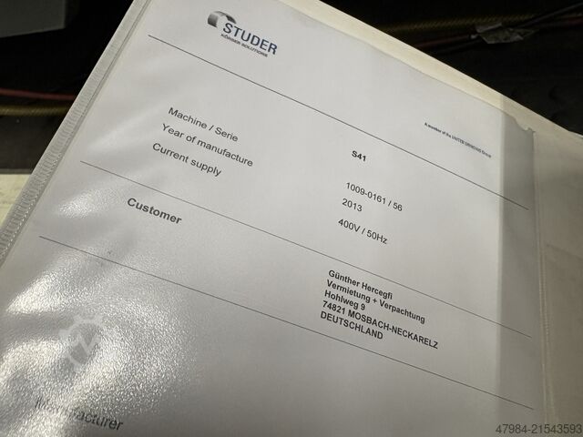 CNC cylindrical grinding machine STUDER S41