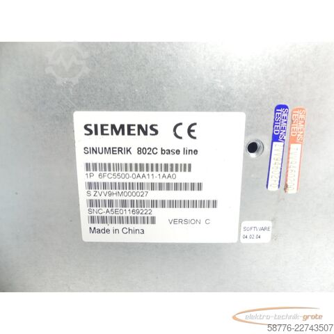 Komponente Siemens SINUMERIK 802C 6FC5500-0AA11-1AA0 Bedientafel Version C SNC-A5E01169222