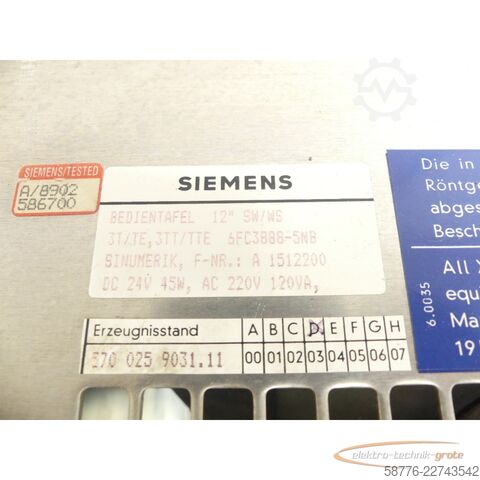 Komponente Siemens SINUMERIK System 3 3T / 570 025 9031.11  / 6FC3888-5NB Bedientafel