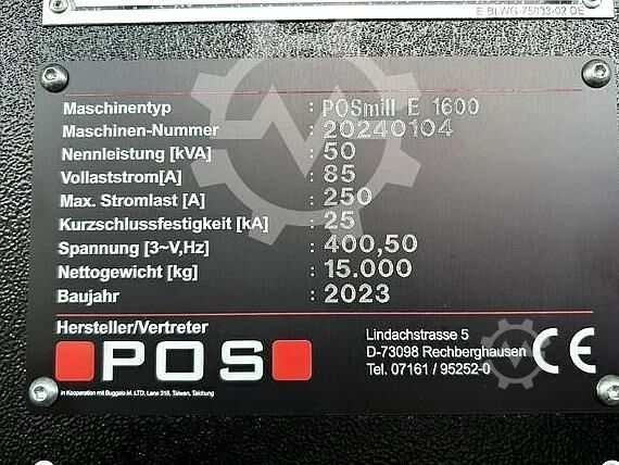 Heidenhain iTNC 640, 3D probe, internal coolant supply (IKZ) POSmill E 1600