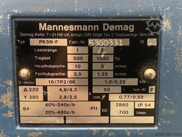 E-Kettenzug, Elektro Hubwerk, Kran DEMAG PK 5N-F