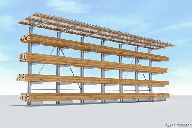 Cantilever rack Kragarmregal einseitig mit Dachträger Höhe 4,2 m / Tiefe 1,2 m / Länge 11,5 m