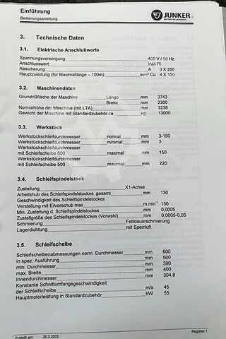 Spitzenlose - Rundschleifmaschine JUNKER BBE 15 CNC