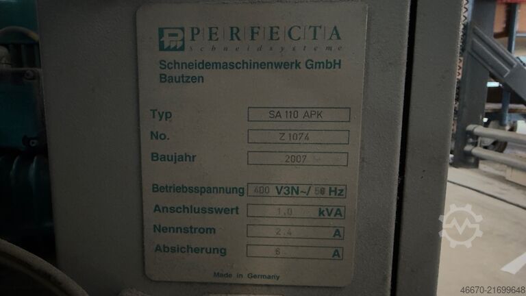 Planschneider Schneidestraße Perfecta 115 HTVC mit Peripherie