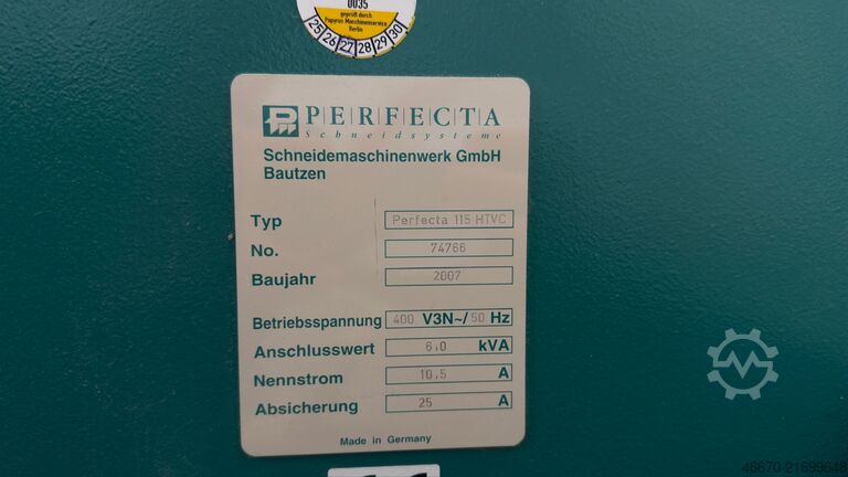 Planschneider Schneidestraße Perfecta 115 HTVC mit Peripherie