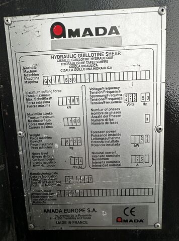 Hydraulic plate shears Amada GX II 630
