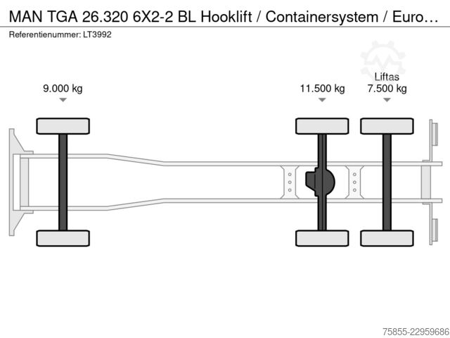 Hook arm system MAN TGA 26.320 6X2-2 BL Hooklift / Containersystem ...