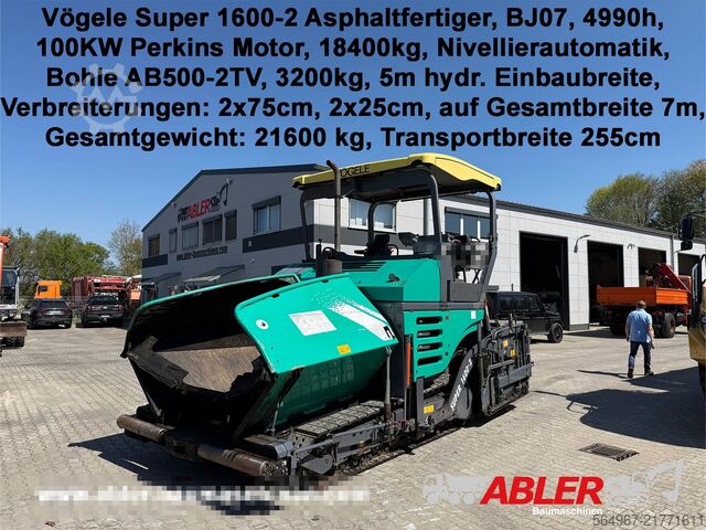 Tracked paver Vögele Super 1600-2 Asphaltfertiger Nivellierau