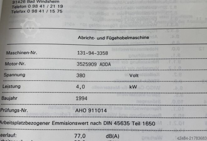 Surface planer Hofmann AHW 410