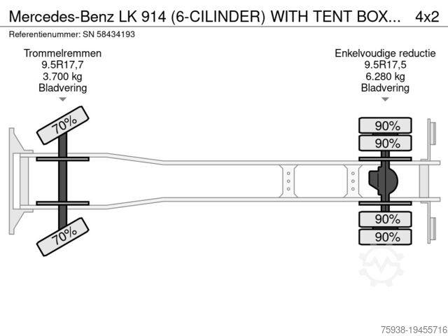 Tarpaulin Mercedes-Benz LK 914 (6-CILINDER) WITH TENT BOX (MANUAL GEARB...