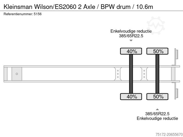 Sliding tarpaulins Kleinsman Wilson/ES2060 2 Axle / BPW drum / 10.6m