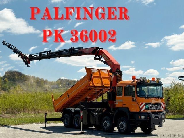 Tipper truck MAN 35.414 * PALFINGER PK 36002 +FUNK / 8x6