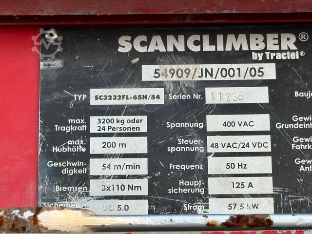 Type SC3232FL-65H/54, serial number 11236 Scanclimber by Tractel SC3232FL-65H/54Personen/Materialaufzug