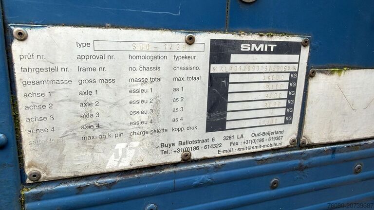 Box body SMIT 04/DA 03 (HOLLAND TRAILER / DRUM BRAKES / FREIN...