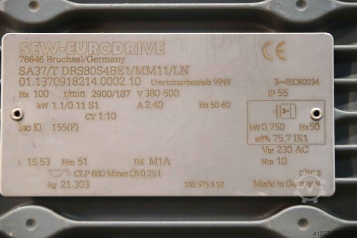 Conveyor belt frequency controlled Transnorm 1100 7700 x 600 mm