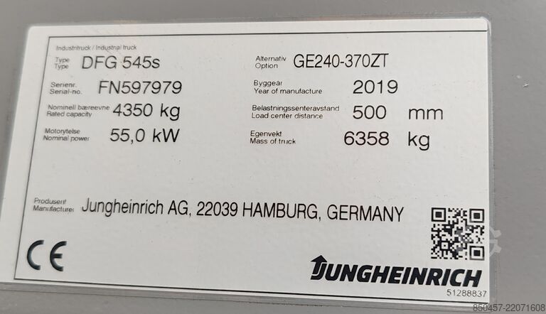 Diesel Forklifts Jungheinrich DFG 545s