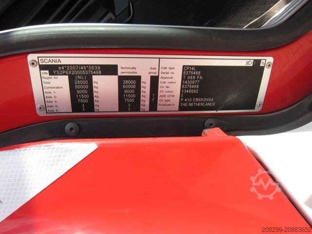 Roll-off tipper truck SCANIA P410 CB6X2 HSA Hyva 22T Haken Liftachse