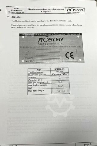 Blasting system Rösler RMBD 400/4