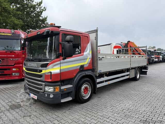 Flatbed truck Scania P410 4X2 Palfinger PK 13001