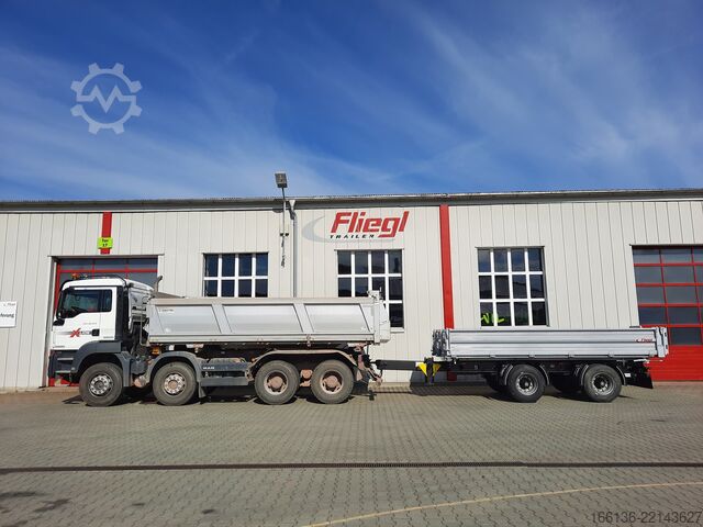 Three-way tipper trailer FLIEGL Tandem-Seitenkipper TSK 210 T - 5 Meter