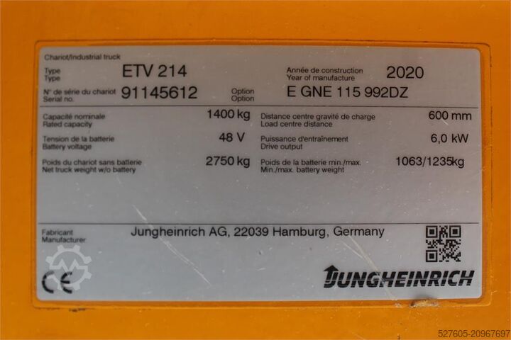 Reach truck Jungheinrich ETV 214 992 DZ