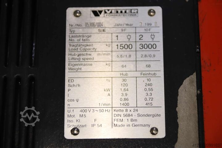 Column jib crane, 6 m boom / 3000 kg VETTER TS30-6,0