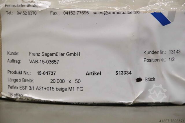 Förderbandgurt Breite 50 mm Ammeraal Beltech Peflex ESF 20.000 x 50