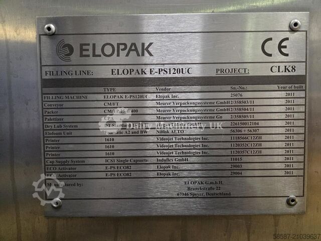 ELOPAK REINIGIERTER PAK GABLE TOP FILLER MIT UMFANGREICHEM PAPIERUMHÄNGER ELOPAK Elopak® E-PS120UC