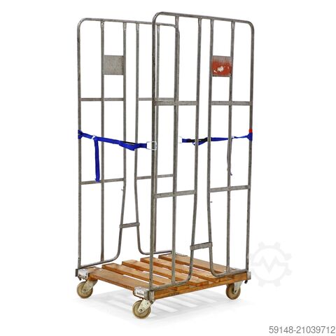 Gebrauchte Rollbehälter 2-seitig Klemmwände + 2 Nylon-Spanngurte , L: 800, B: 680, H: 1680 Kruizinga 98-2946GB